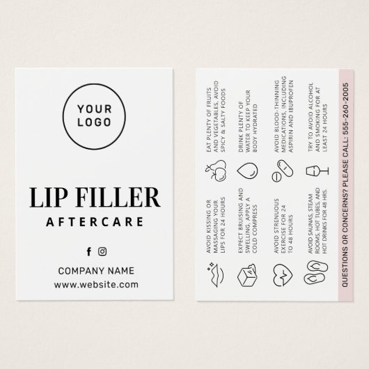 Kundenspezifische Logo-Lip-Filler-Aftercare-Ratenk (Vorne & Hinten)