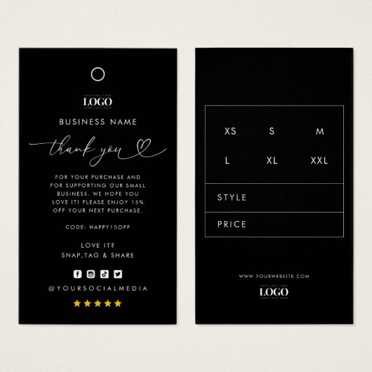 Kundenspezifische Logos Danke Business Closing Tag (Vorne & Hinten)