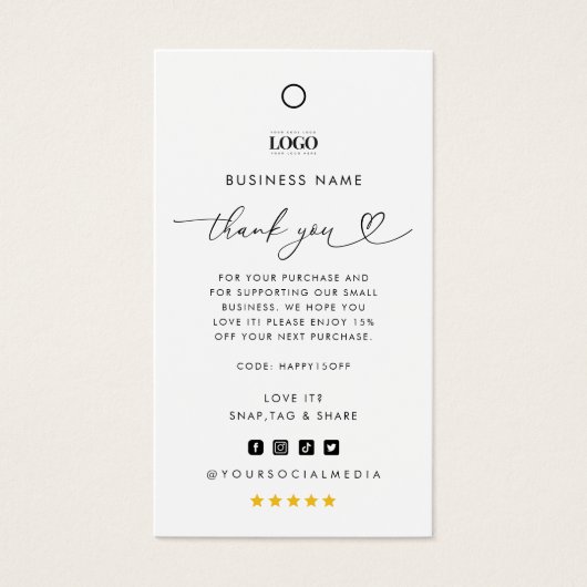 Kundenspezifische Logos Danke Business Closing Tag (Vorderseite)