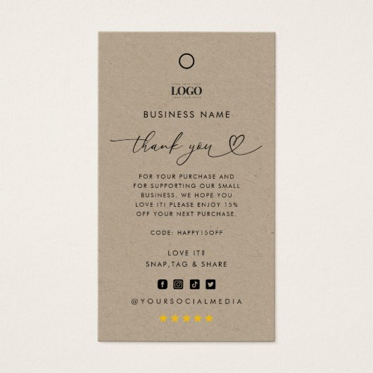 Kundenspezifische Logos Danke Business Closing Tag (Vorderseite)