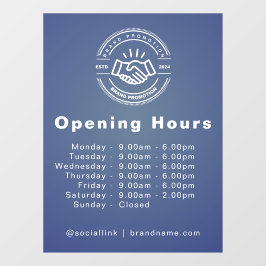 Kundenspezifische Logos und Öffnungszeiten Fensteraufkleber