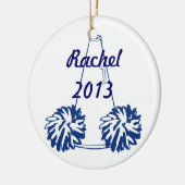 Kundenspezifische Marine-Blau-Cheerleading Keramik Ornament (Links)