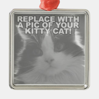 Kundenspezifische Miezekatze-Katze Silbernes Ornament