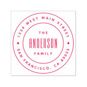 Kundenspezifische moderne Familienname Runde Rücks Permastempel (Design)