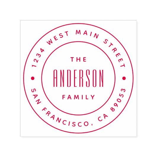 Kundenspezifische moderne Familienname Runde Rücks Permastempel (Design)