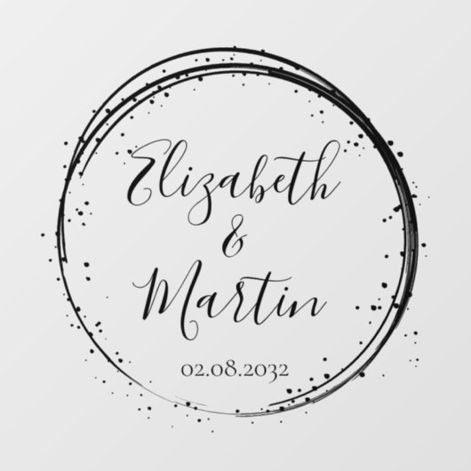 Kundenspezifische moderne, kreisförmige Hochzeit Fensteraufkleber (Blatt)