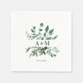 Kundenspezifische Monogram Leafy Napkins Serviette (Vorderseite)