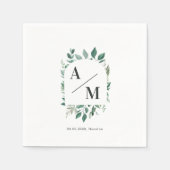 Kundenspezifische Monogram Leafy Napkins Serviette (Vorderseite)