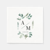 Kundenspezifische Monogram Leafy Napkins Serviette (Vorderseite)