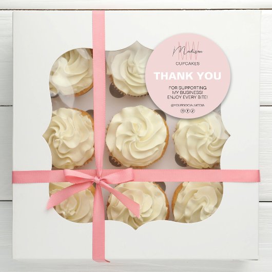 Kundenspezifische Monogram Logo Vielen Dank Bakery Runder Aufkleber