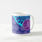 Kundenspezifische Monogramm-Initialen-aquamarine Kaffeetasse (VorderseiteRechts)