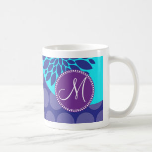 Kundenspezifische Monogramm-Initialen-aquamarine Kaffeetasse