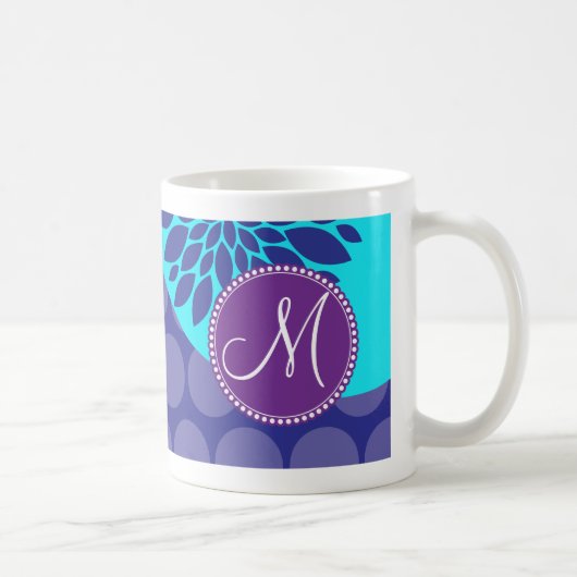 Kundenspezifische Monogramm-Initialen-aquamarine Kaffeetasse (Rechts)
