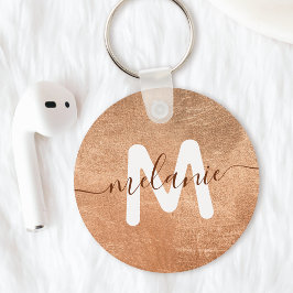 Kundenspezifische Monogramm Name Rose Gold Foil Lu Schlüsselanhänger