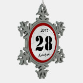 Kundenspezifische Monogramm-Volleyball-Verzierung Schneeflocken Zinn-Ornament (Links)