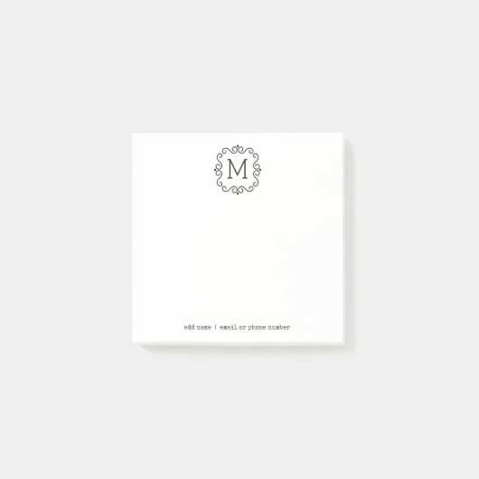 Kundenspezifische Monogramme Posten-it® Post-it Klebezettel (Vorderseite)