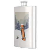 Kundenspezifische Monogrammflasche WinterSnowboard Flachmann (Links)