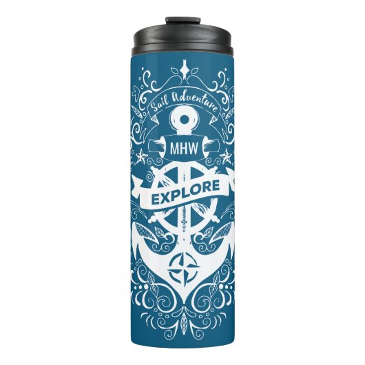 Kundenspezifische Monogramtrommel des dekorativen Thermosbecher (Vorderseite)