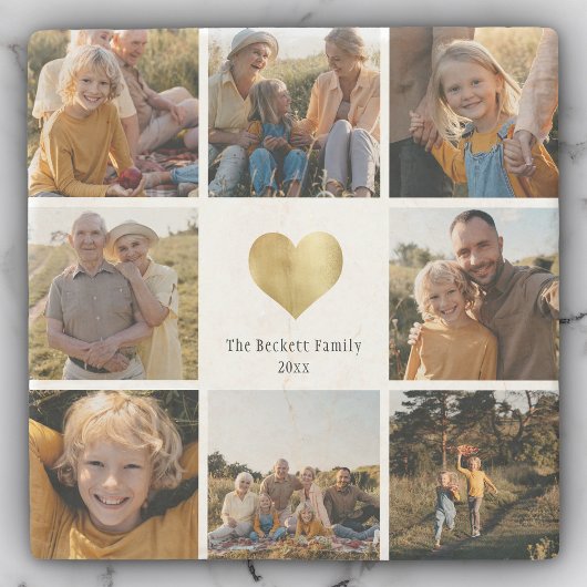 Kundenspezifische Multi-Foto-Produktfamilie - Gold Steinuntersetzer