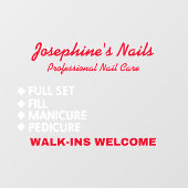 Kundenspezifische Nail Salon Services Willkommen Fensteraufkleber (Blatt)
