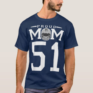 Kundenspezifische Nummer 51 Proud Football Mama Pe T-Shirt