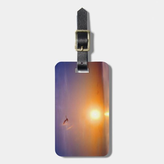 Kundenspezifische Ozean-Sonnenuntergang-Seemöwe Gepäckanhänger (Vorderseite vertikal)