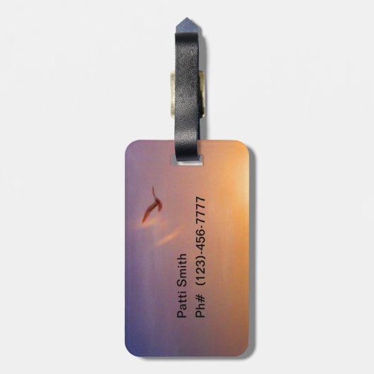 Kundenspezifische Ozean-Sonnenuntergang-Seemöwe Gepäckanhänger (Rückseite vertikal)