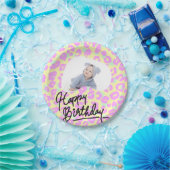 kundenspezifische Pastel Leopard Print Happy Birth Pappteller (Party)