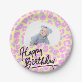 kundenspezifische Pastel Leopard Print Happy Birth Pappteller