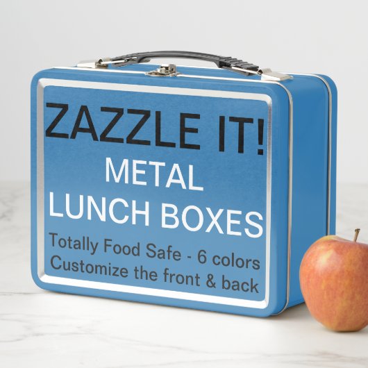 Kundenspezifische personalisierte BLAUE Metall Lunch Box (Beispiel)