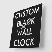 Kundenspezifische personalisierte SCHWARZE große Quadratische Wanduhr (Winkel)