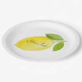 Kundenspezifische personalisierte Zitronen-Platte Pappteller (Schrägansicht)