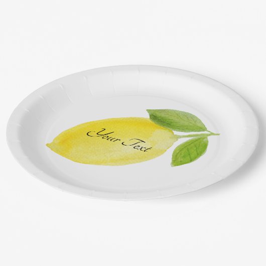 Kundenspezifische personalisierte Zitronen-Platte Pappteller (Schrägansicht)