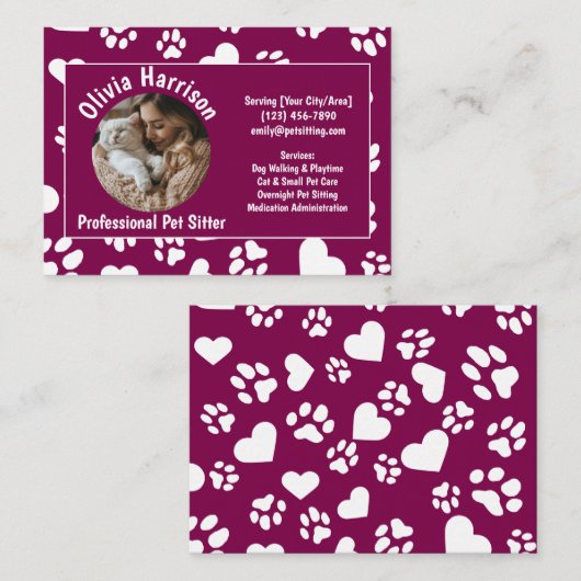 Kundenspezifische Pet Sitting Business Card - Garn Visitenkarte (Vorne/Hinten)