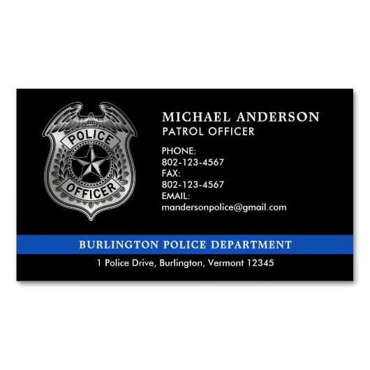 Kundenspezifische Polizeiabteilung Thin Blue Line  Magnetische Visitenkarte (Vorderseite)