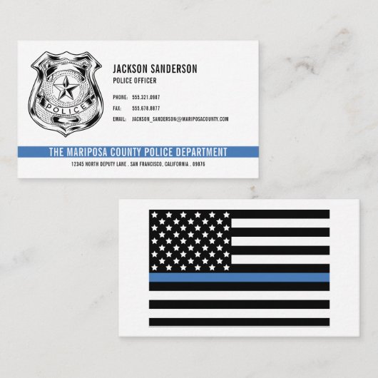 Kundenspezifische Polizeiabteilung Thin Blue Line Visitenkarte (Vorne/Hinten)