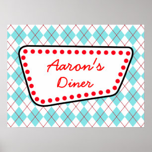 Kundenspezifische Raute Diner Sign Poster