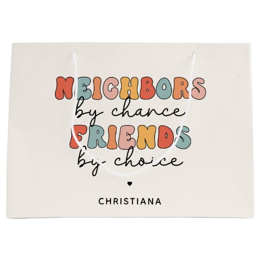 Kundenspezifische Retro-Nachbarn durch Zufall Freu Große Geschenktüte (Vorderseite)