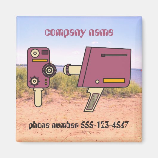 Kundenspezifische Retrokamera für Firmennamen Magnet (Vorne)