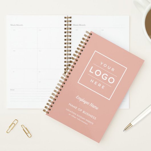 Kundenspezifische Rose Gold-Business-Logo und Name Planer