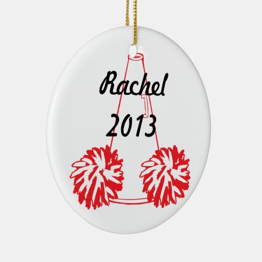 Kundenspezifische rote Cheerleading Verzierung Keramikornament (Rechts)