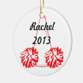 Kundenspezifische rote Cheerleading Verzierung Keramikornament (Links)