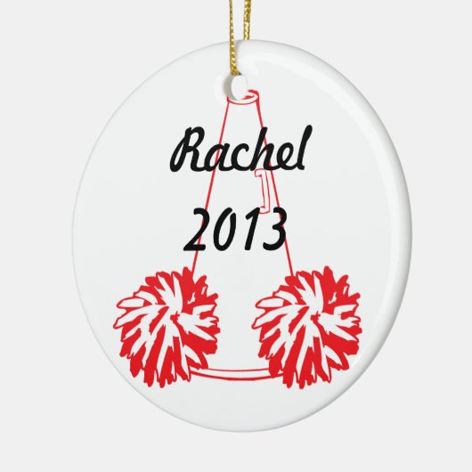 Kundenspezifische rote Cheerleading Verzierung Keramikornament (Links)