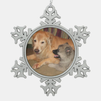 Kundenspezifische Schneeflockeverzierung 2 Schneeflocken Zinn-Ornament