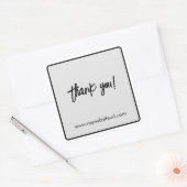 Kundenspezifische Schwarz-weiße Geschäfte "Danke" Quadratischer Aufkleber (Umschlag)