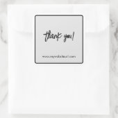 Kundenspezifische Schwarz-weiße Geschäfte "Danke" Quadratischer Aufkleber (Tasche)