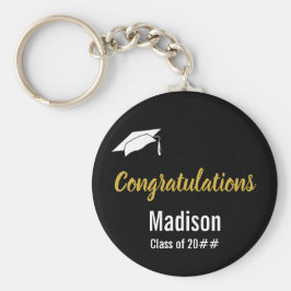 Kundenspezifische Schwarz-weiße und Gold-Abschluss Schlüsselanhänger