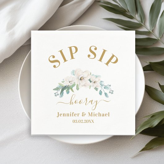 Kundenspezifische "SIP SIP HOORAY"-Blume Napkins Serviette