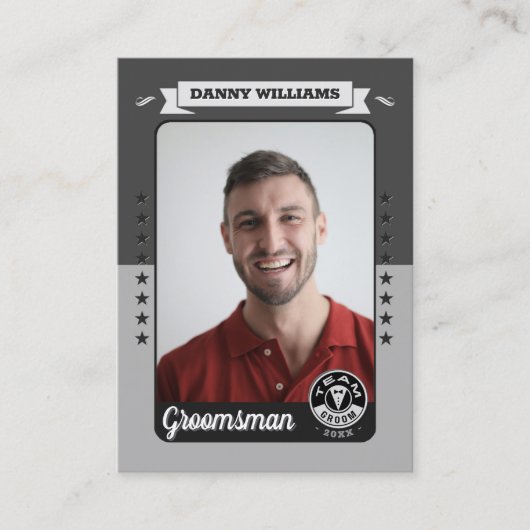 Kundenspezifische Team Groom Trading Card, Trauzeu Telefonnummerkarte (Vorderseite)