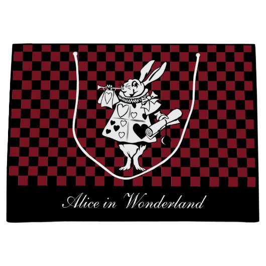 Kundenspezifische Text-Alice im Wunderland-weißer Große Geschenktüte (Vorderseite)